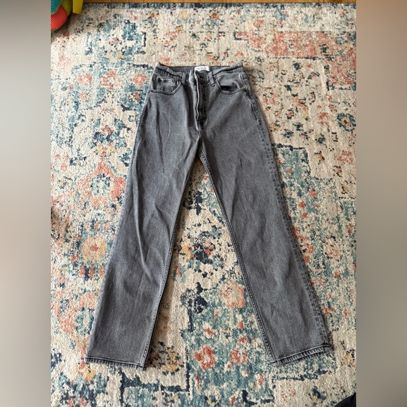 Abercrombie and fitch ankle straight ultra high rise gray size 27 - Picture 3 of 5